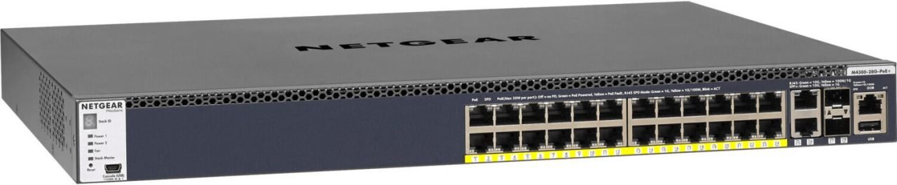 Netgear M4300-28G-PoE+ (GSM4328PB) 24-Port Gigabit PoE+ Stapelbarer Managed Switch mit 4 10G Ports (1000W PSU)
