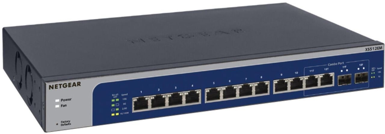 Netgear XS512EM 24-Port Gigabit Smart Managed Plus Switch mit 12 Ports für 10-Gigabit/Multi-Gigabit und 2 Ports SFP+