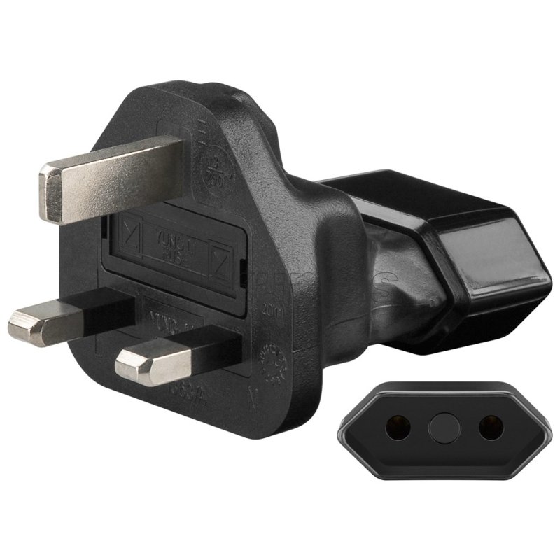 Netzadapter Euro auf UK, Schwarz