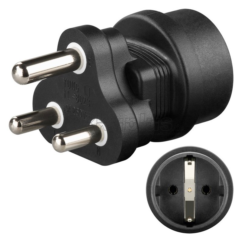 Netzadapter Südafrika, Schwarz