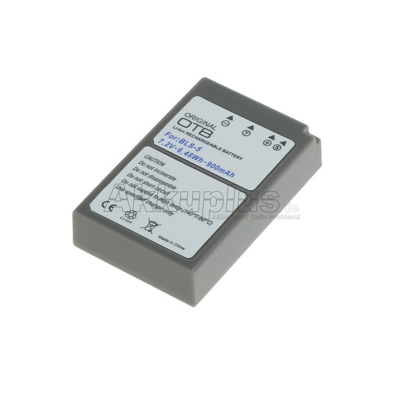 OTB - Ersatzakku kompatibel zu Olympus BLS-5 / BLS-50 - 7,4 Volt 900mAh Li-Ion