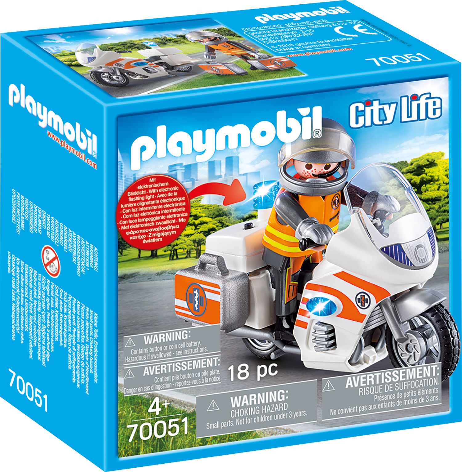 PLAYMOBIL 70051 - City Life - Notarzt-Motorrad mit Blinklicht PLAYMOBIL 70051 - City Life - Notarzt-Motorrad mit Blinklicht