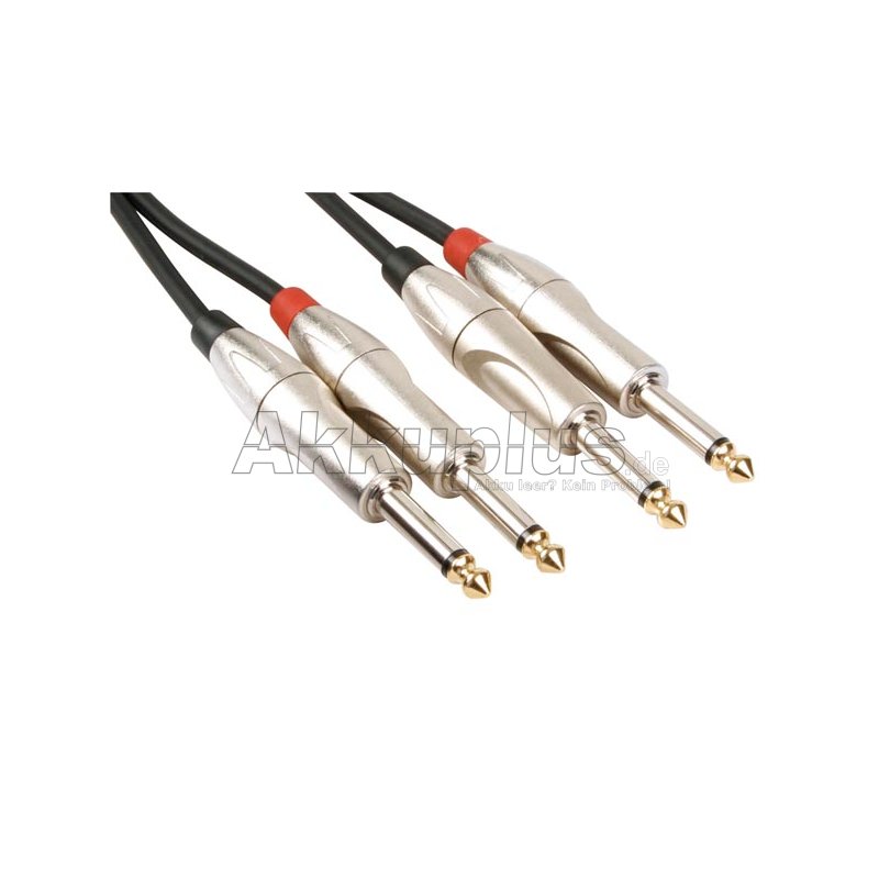 PROFESSIONELLES AUDIOKABEL, 2 x 6.35mm-MONO-KLINKENSTECKER AUF 2 x 6.35mm-MONO-KLINKENSTECKER (5m)