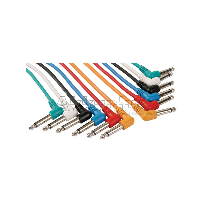 PROFESSIONELLES PATCHKABEL 6.35mm MONO 90° AUF 6.35mm MONO 90° (6 FARBEN - 0.5m)