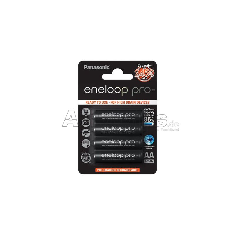 Panasonic - eneloop Pro Akku AA - BK-3HCDE/4BE - 1,2 Volt 2500mAh Ni-MH - 4er-Blister