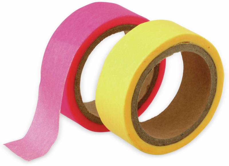 Papierklebeband, Neon, 2 Stück, verschiedene Farben von FREE & EASY, Self Import Agencies