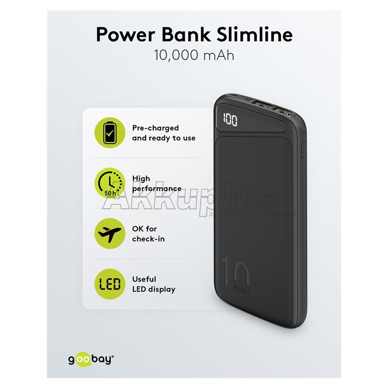 Powerbank Slimline 10.000 mAh