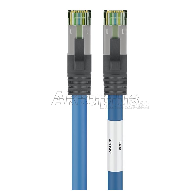 RJ45 (CAT 6A, 500 MHz) Patchkabel mit CAT 8.1 S/FTP Rohkabel, blau