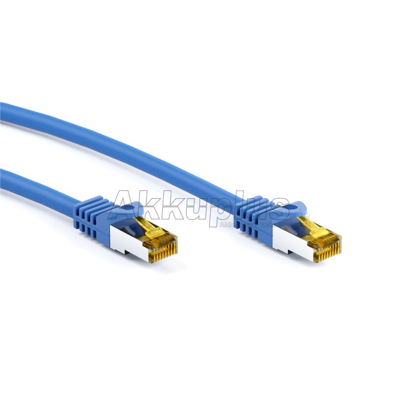 RJ45 Patchkabel CAT 6A S/FTP (PiMF), 500 MHz mit CAT 7 Rohkabel, blau