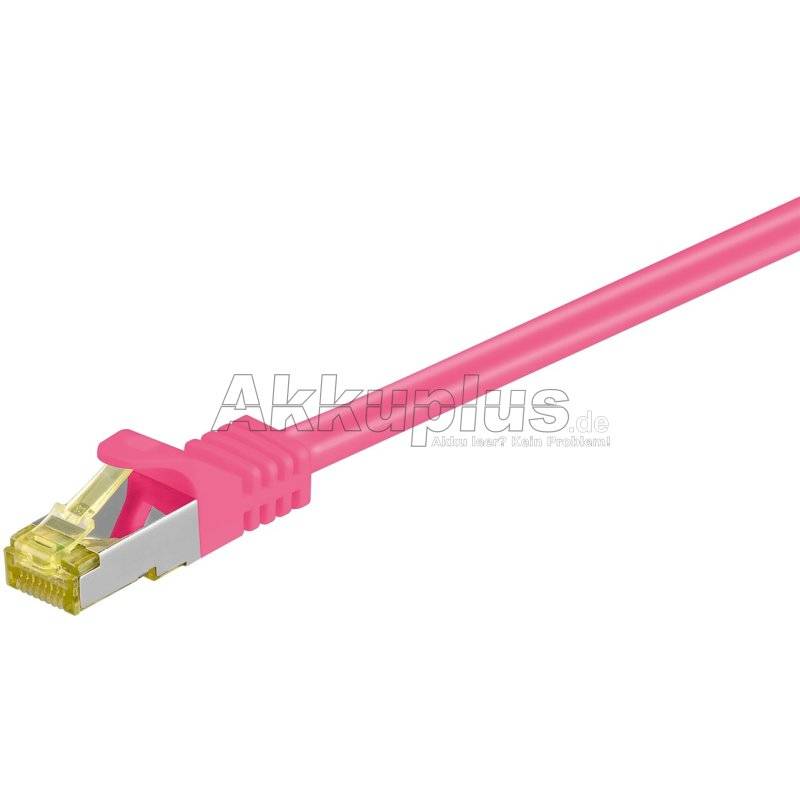 RJ45 Patchkabel CAT 6A S/FTP (PiMF), 500 MHz mit CAT 7 Rohkabel, magenta