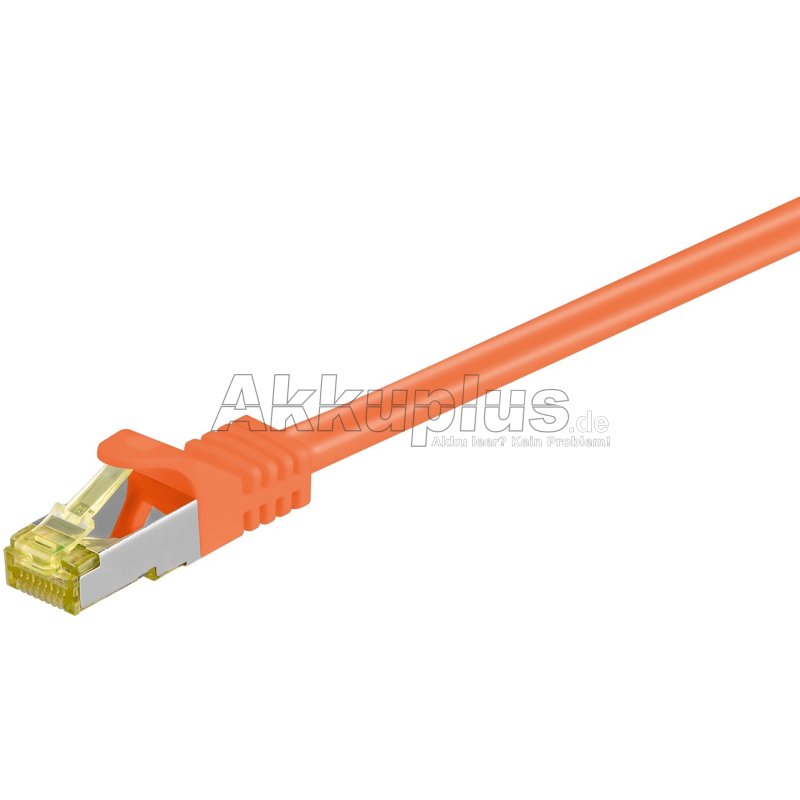 RJ45 Patchkabel CAT 6A S/FTP (PiMF), 500 MHz mit CAT 7 Rohkabel, orange