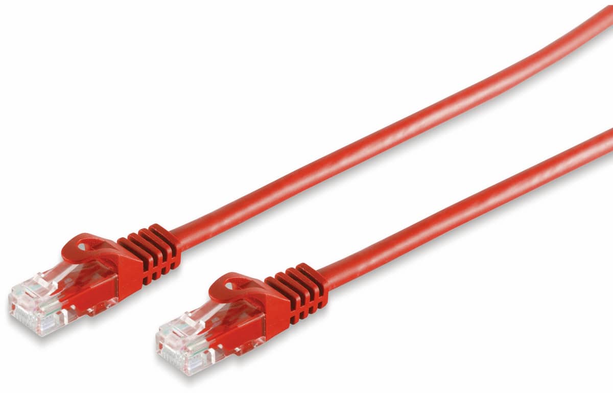 RJ45 Patchkabel CAT 7 Rohkabel U/UTP, rot, 0,25 m