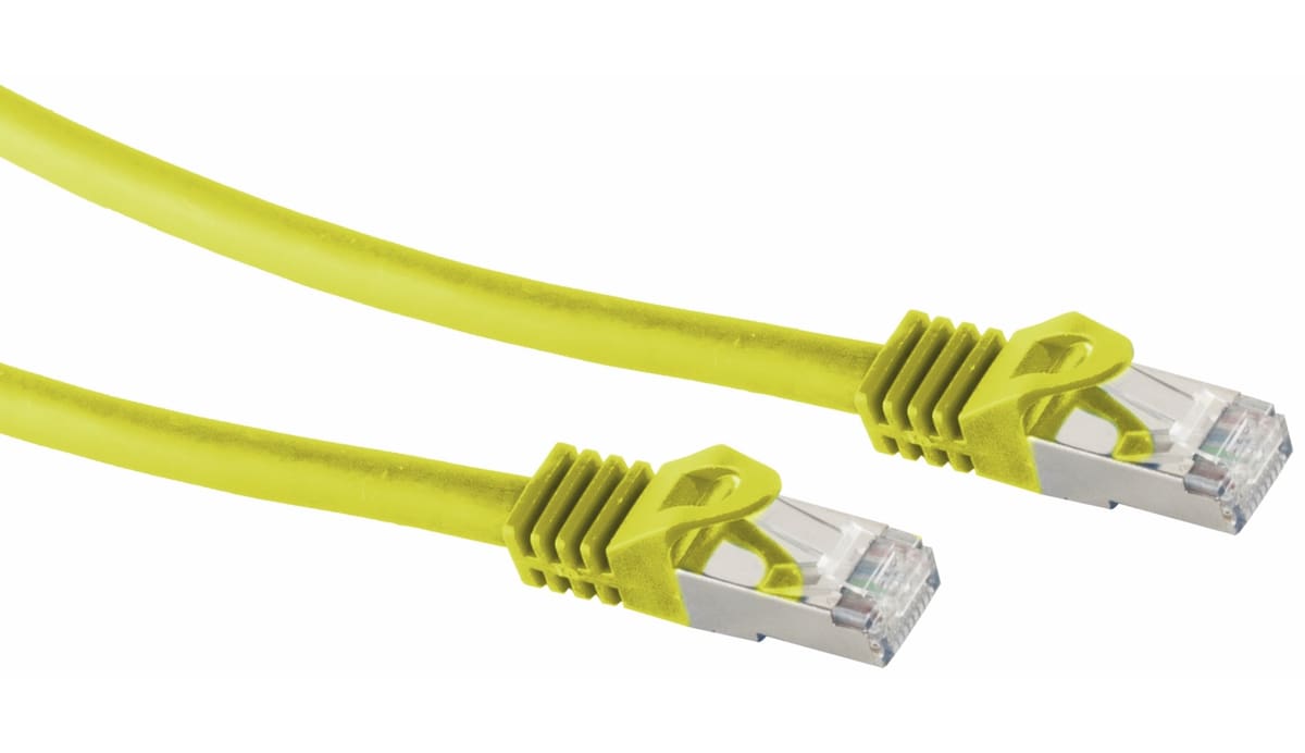 RJ45 Patchkabel S/FTP (PIMF), m. CAT.7 Rohkabel, 0,25 m, gelb