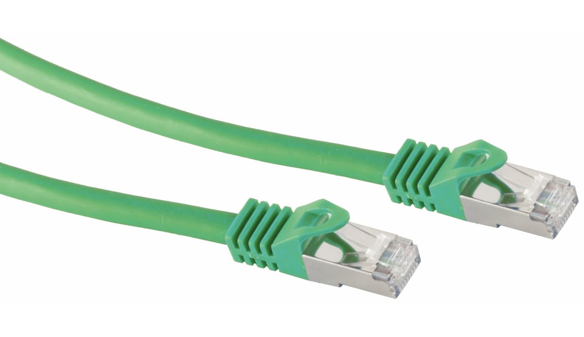 RJ45 Patchkabel S/FTP (PIMF), m. CAT.7 Rohkabel, 0,5 m, grün