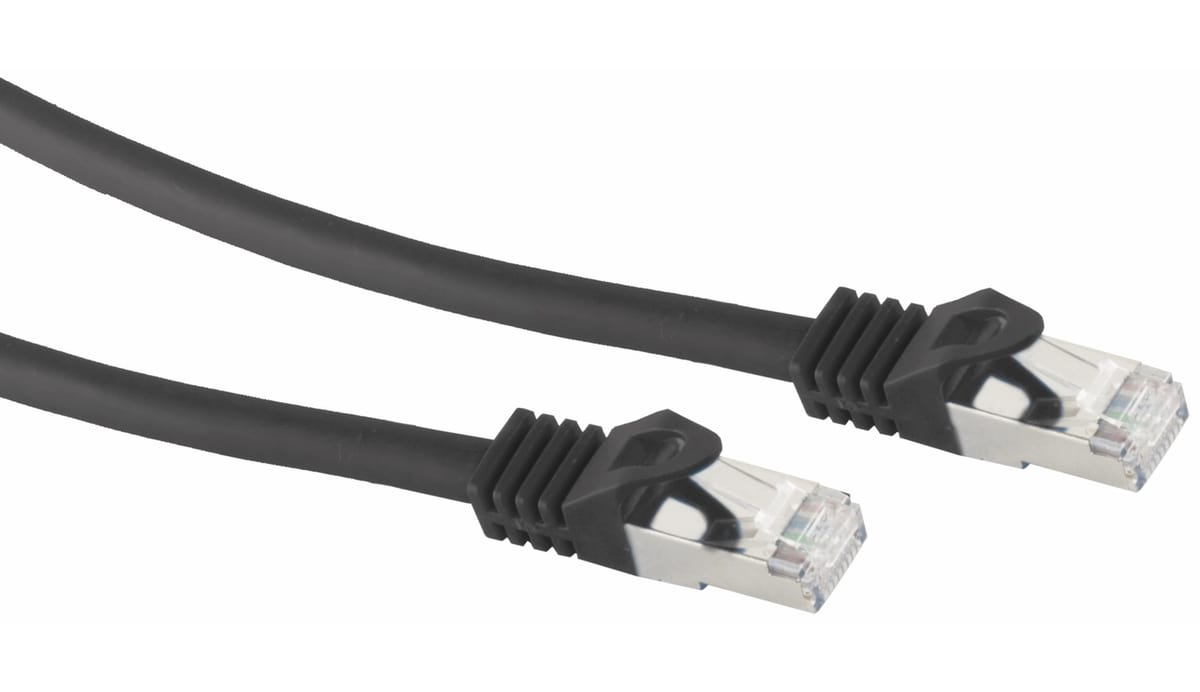 RJ45 Patchkabel S/FTP (PIMF), m. CAT.7 Rohkabel, 10 m, schwarz