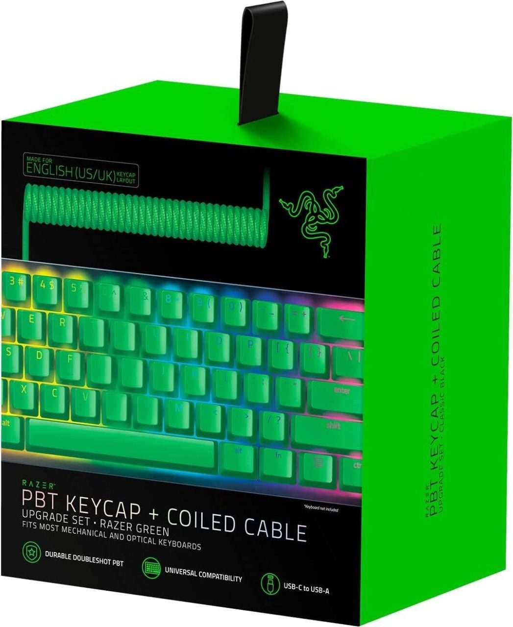 Razer PBT Keycap + Coiled Cable Upgrade Set, Green