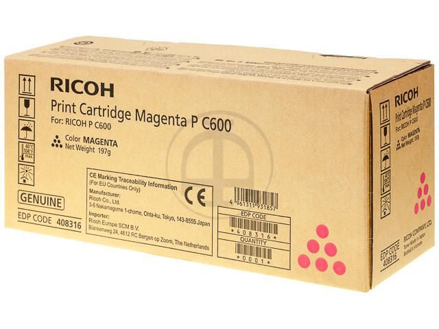 Ricoh Original Type P C600 Toner magenta 13.000 Seiten (408316) für RICOH P C600