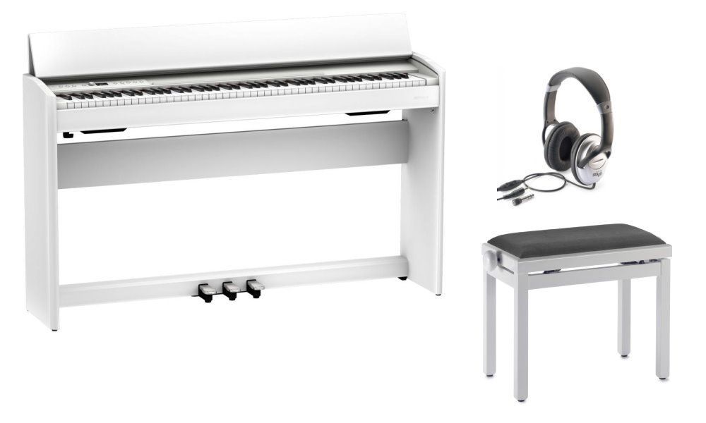 Roland F-701WH Set Piano weiß mit Klavierbank u. Stereo Kopfhörer