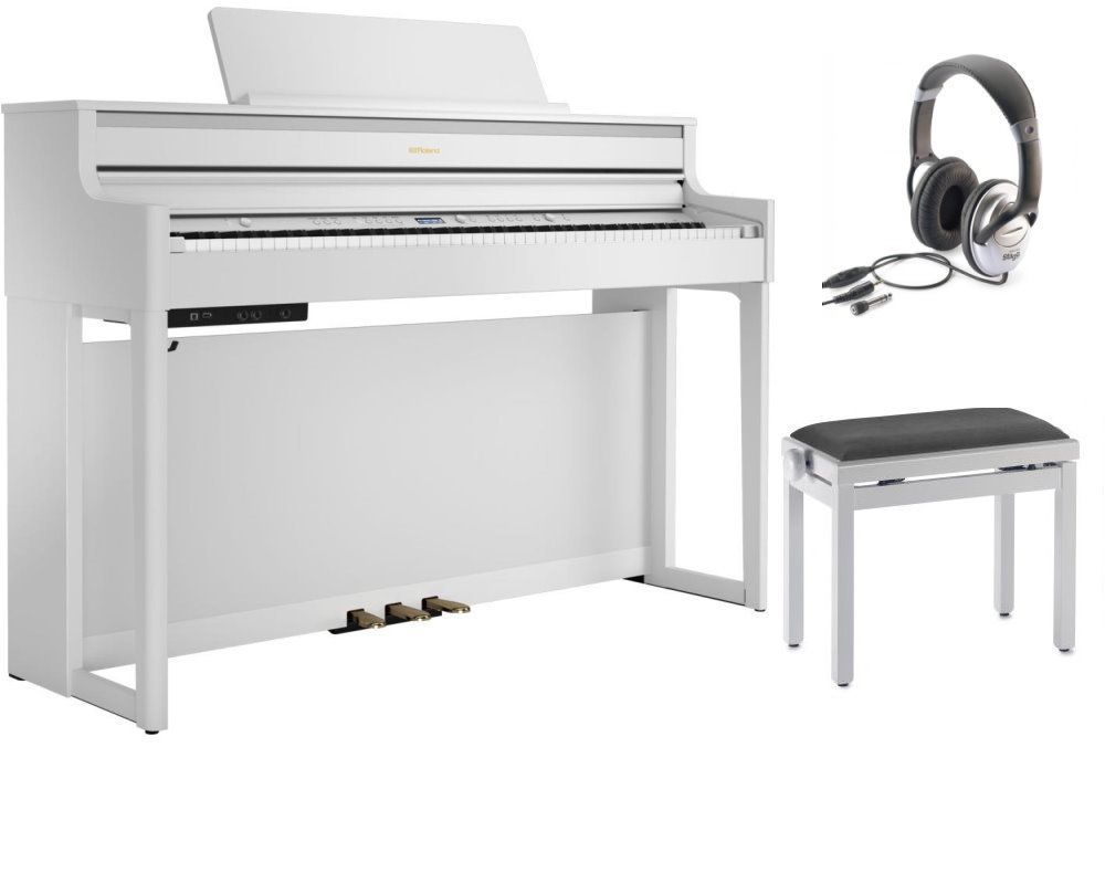 Roland HP-704 WH SET Digitalpiano weiß matt + Klavierbank + Kopfhörer Roland HP-704 WH SET Digitalpiano weiß matt + Klavierbank + Kopfhörer