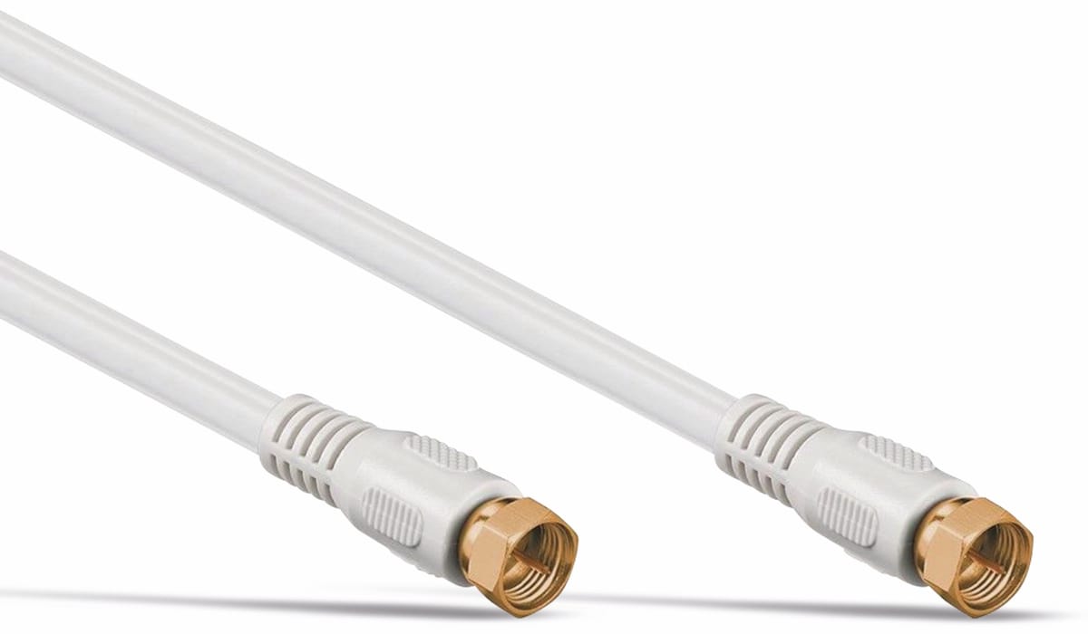 S-IMPULS SAT-Antennenanschlusskabel, 2x F-Stecker, weiß, 5 m, 100dB, vergoldet S-IMPULS SAT-Antennenanschlusskabel, 2x F-Stecker, weiß, 5 m, 100dB, vergoldet von S-IMPULS