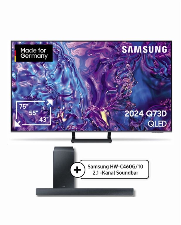 Samsung GQ55Q73DAT + Samsung HW-C460G Soundbar (titan) LCD, 55, 138, Ultra HD