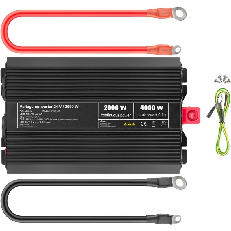 Spannungswandler DC/AC (24 V - 230 V/2000 W) USB