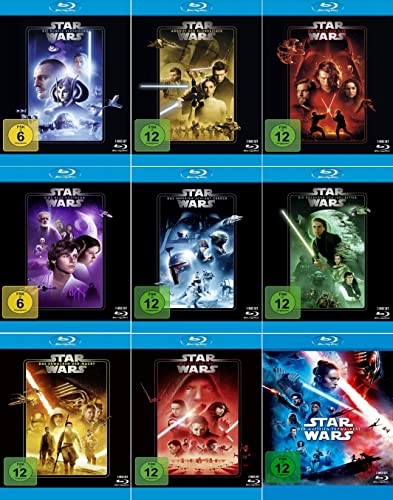 Star Wars 1-9 Komplett (Episode 1+2+3+4+5+6+7+8+9) Dunkle Bedrohung - Aufstieg Skywalkers [Blu-ray] + einen Schlüsselanhänger (Flaschenöffner aus Metall)