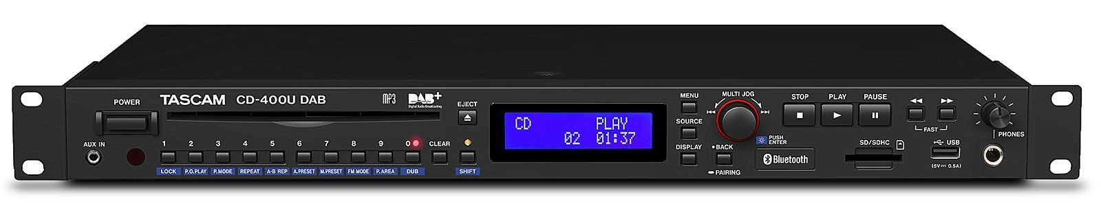 Tascam CD-400U DAB CD/USB/SD Medien-Player mit Radio- und Bluetooth-Empfänger Tascam CD-400U DAB CD/USB/SD Medien-Player mit Radio- und Bluetooth-Empfänger