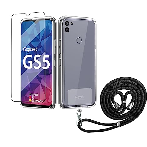 Tasche für Giga-Set GS5 Senior Hülle + für Giga-Set GS5 Senior Schutzfolie - Transparent Schutzhülle TPU Handytasche Displayglas+ Finger Ring Phone Holder + Phone Lanyard Tasche für Giga-Set GS5 Senior Hülle + für Giga-Set GS5 Senior Schutzfolie - Transparent Schutzhülle TPU Handytasche Displayglas+ Finger Ring Phone Holder + Phone Lanyard von YHYM