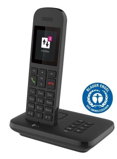 Telekom Sinus A12 Festnetz-Telefon mit Basis und AB Schwarz