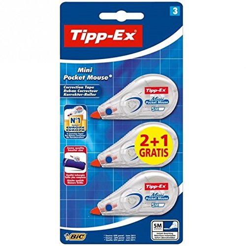 Tipp-Ex® Mini Pocket Mouse 5m 3er Sparpack | 2 Mäuse + 1 Maus Gratis!