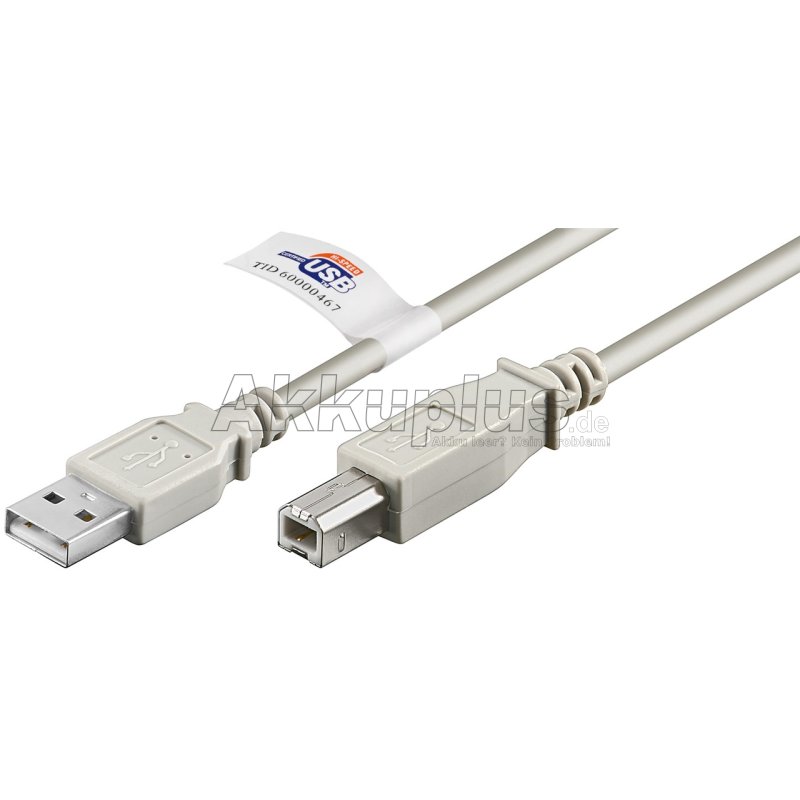USB 2.0 Hi-Speed-Kabel mit USB-Zertifikat, grau