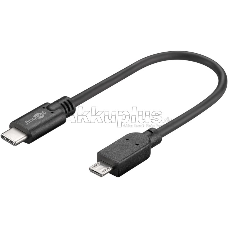 USB 2.0 Kabel USB-C™ auf Micro-B, 0,2 m, schwarz