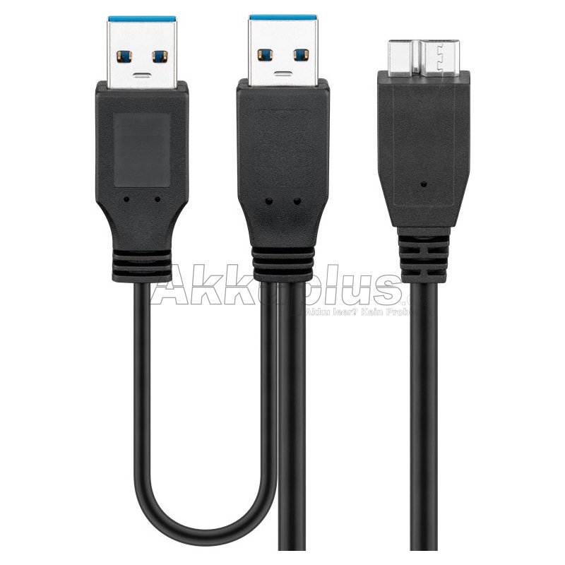 USB 3.0-Dual-Power-SuperSpeed-Kabel, Schwarz