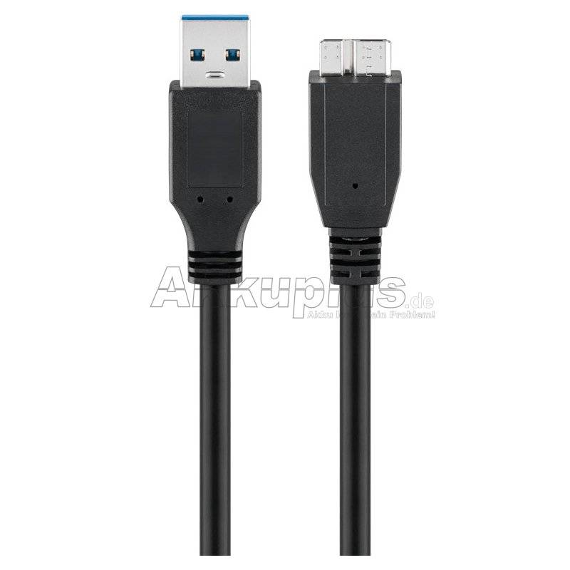 USB 3.0 SuperSpeed Kabel, Schwarz - USB 3.0-Stecker (Typ A) > USB 3.0-Micro-Stecker (Typ B)