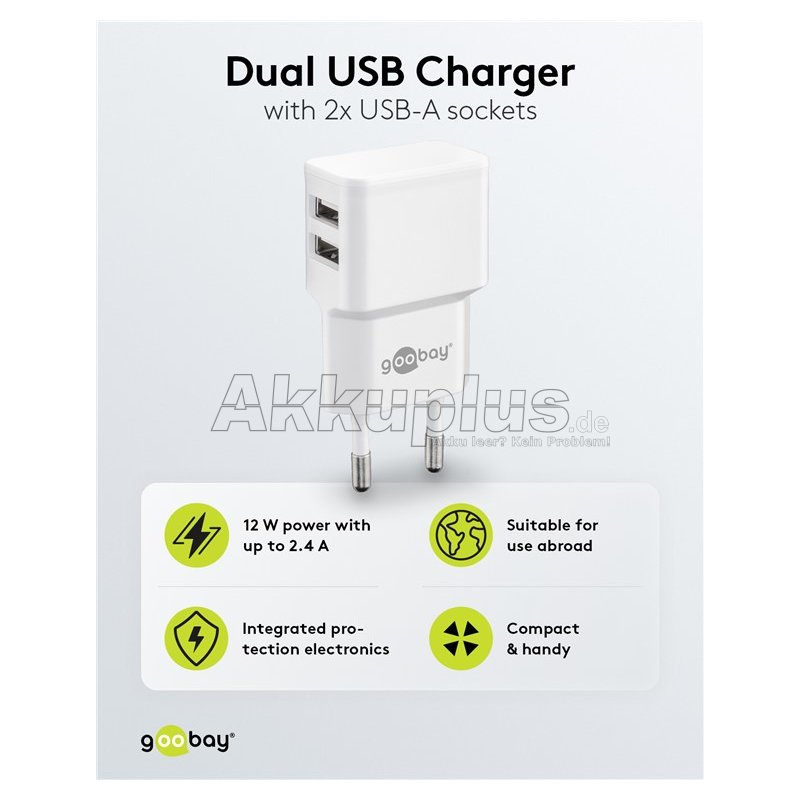 USB-A Dual-Ladegerät (12 W) weiß