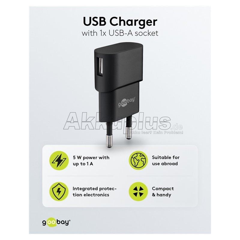 USB-A Ladegerät (5 W) schwarz
