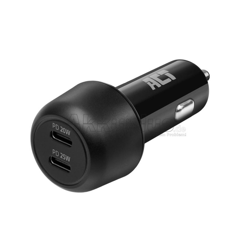 USB-Autoladegerät, 2 x USB-C, Power Delivery Funktion, 45W, 3A, schwarz