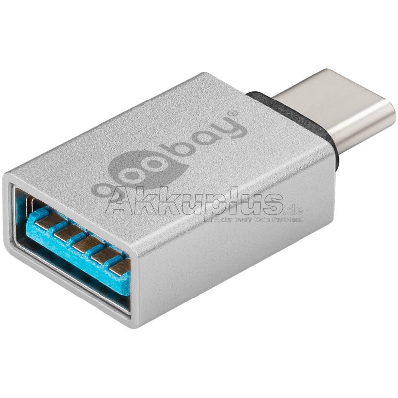 USB-C™/USB-A 3.0 OTG SuperSpeed-Adapter für Ladekabel, Silber