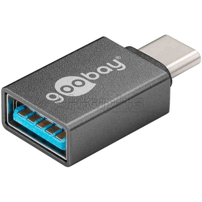 USB-C™/USB-A 3.0 OTG SuperSpeed-Adapter für Ladekabel, grau