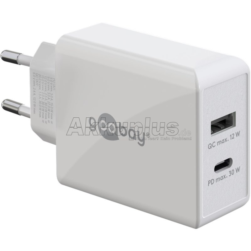 USB-C™ PD Dual-Schnellladegerät (30 W) weiß