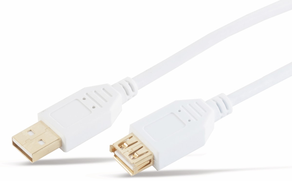 USB2.0-Verlängerungskabel, A/A, 1 m, vergoldet