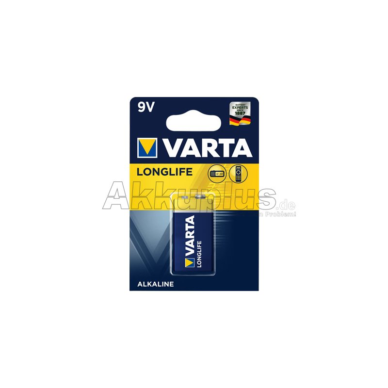 Varta - Longlife - 6AM6 / 9V-Block - 9 Volt AlMn - 1er Blister