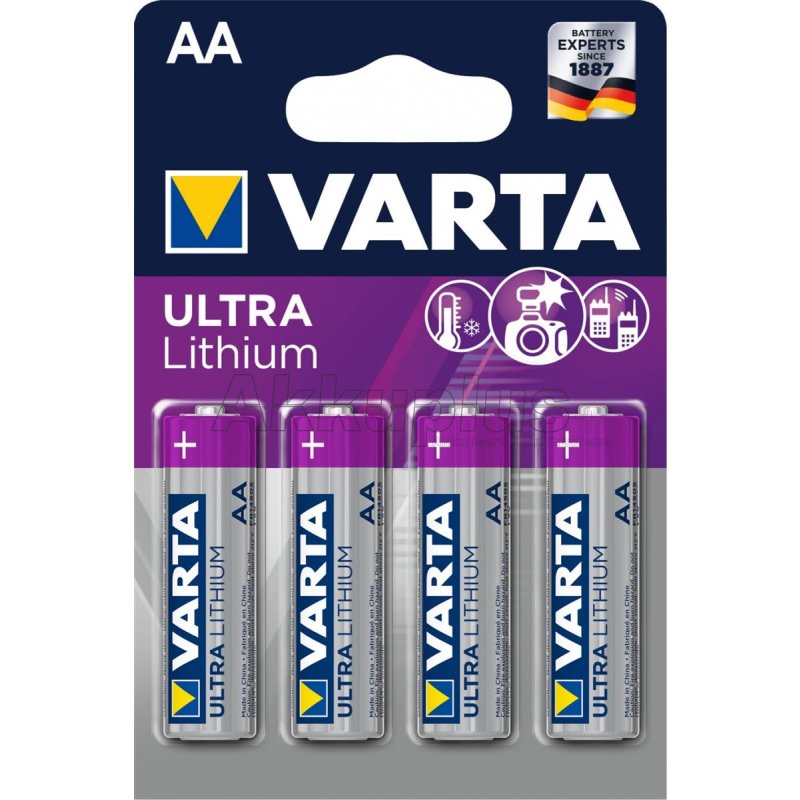 Varta - Professional - AA Mignon - 1,5 Volt 2900mAh Lithium Batterie - 4er-Blister