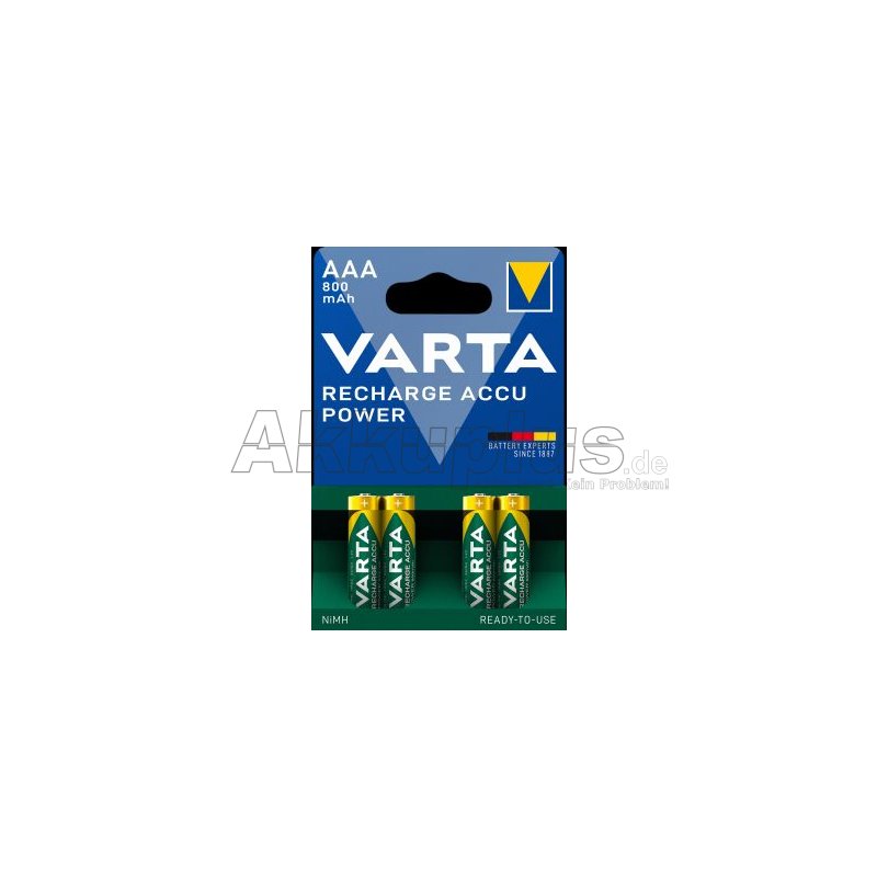 Varta - Ready2Use - AAA Micro / HR03 / 56703 - 1,2 Volt 800mAh NiMH Akku - 4er Blister