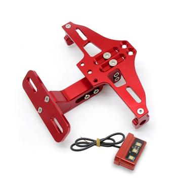 Verstellbare CNC-Aluminium-Legierung Motorrad-Kennzeichenhalterung Fahrrad Licht Teleskophalterung mit LED-Licht - rot Verstellbare CNC-Aluminium-Legierung Motorrad-Kennzeichenhalterung Fahrrad Licht Teleskophalterung mit LED-Licht - rot