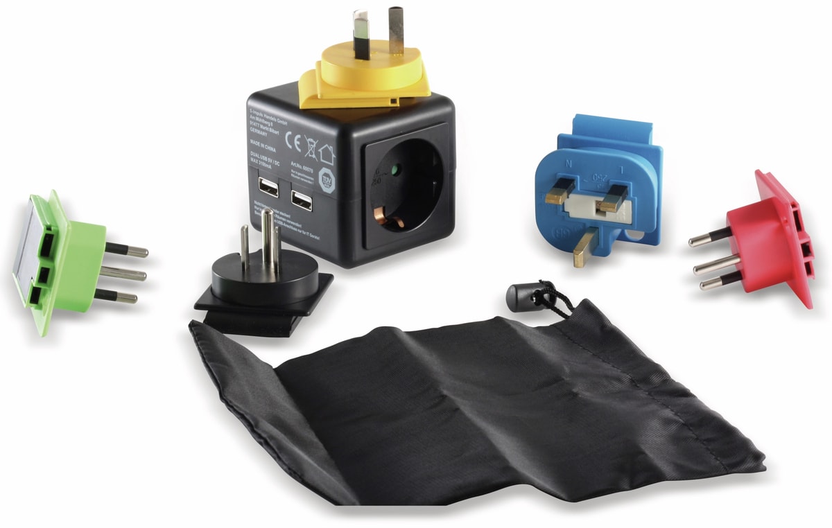 S-IMPULS Welt-Reiseadapter mit Schutzkontakt-Steckdose, 2x USB, TÜV S-IMPULS Welt-Reiseadapter mit Schutzkontakt-Steckdose, 2x USB, TÜV von S-IMPULS