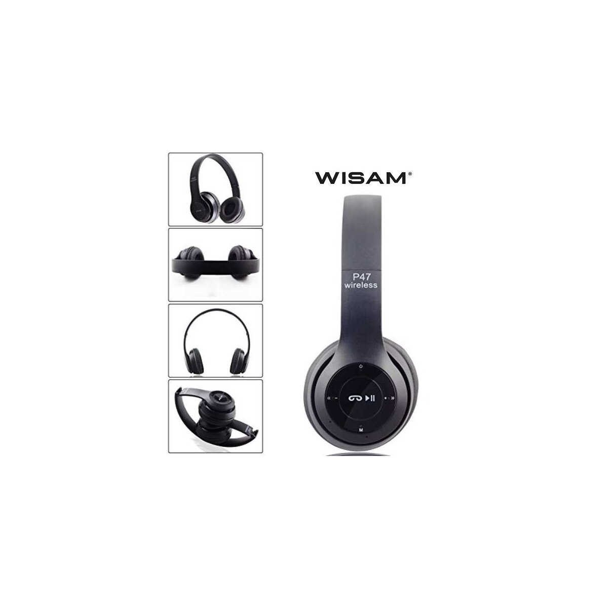 Wisam® P47 Wireless Bluetooth 5.0 + EDR Kopfhörer Headset Black PC Smartphones Tablets