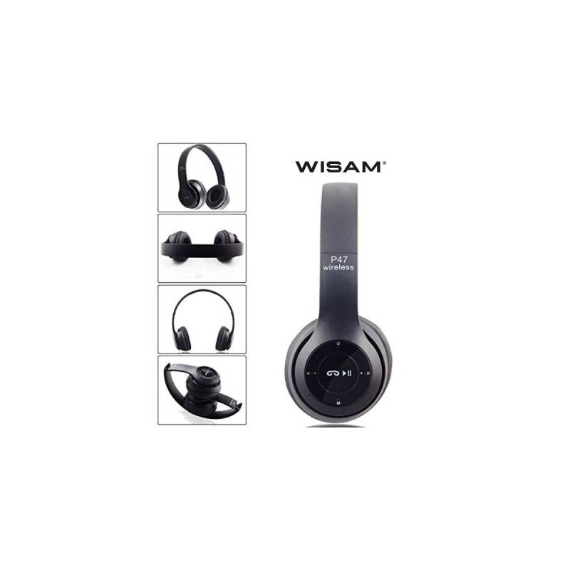 Wisam® P47 Wireless Bluetooth 5.0 + EDR Kopfhörer Headset Black PC Smartphones Tablets
