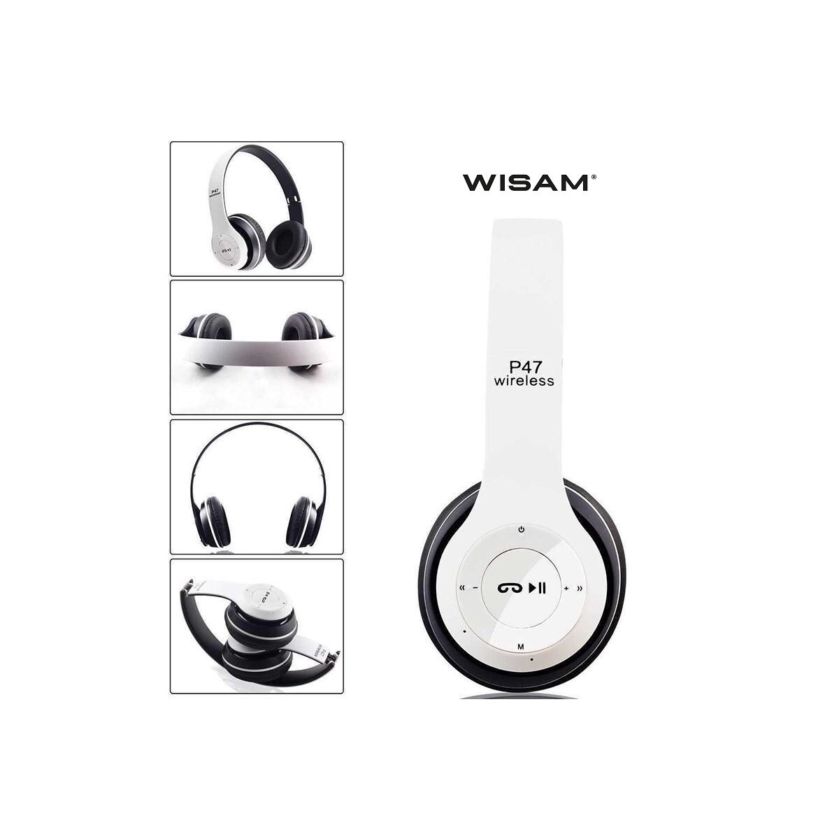 Wisam® P47 Wireless Bluetooth 5.0 + EDR Kopfhörer Headset Weiß PC Smartphones Tablets